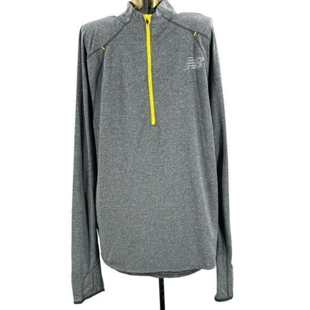 New Balance Mens Running Jacket Reflective 1/4 Zip Yellow Zipper Pullover Size L